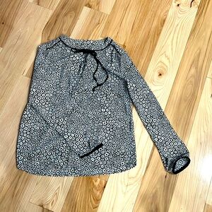 Talbots floral print tie neck blouse